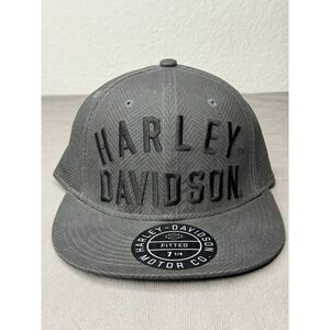 NEW Harley-Davidson New Fitted Hat 7 1/4 Gray Black Embroidered Logo Cap